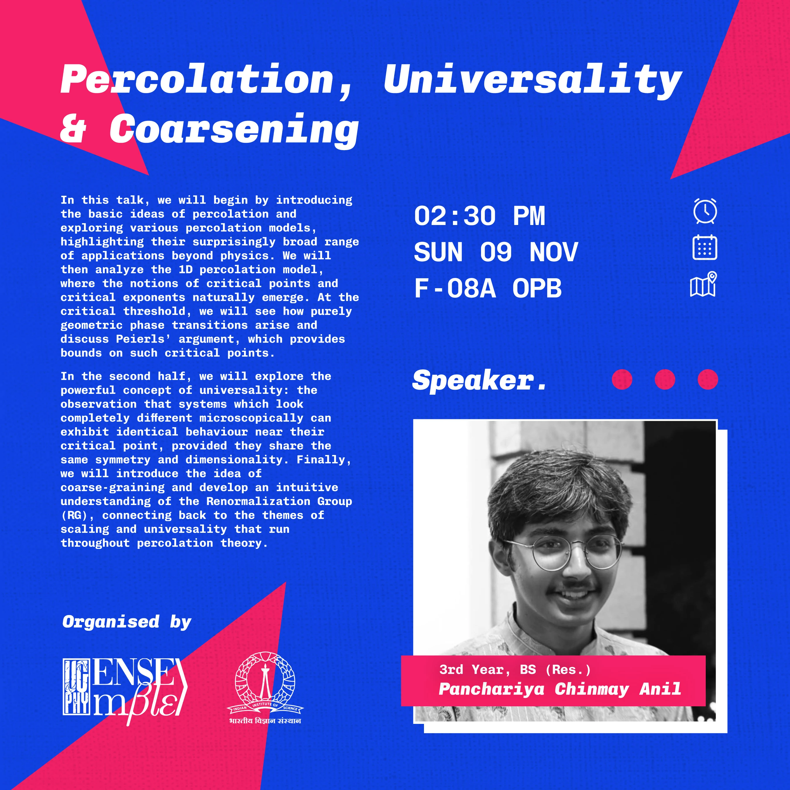 Percolation, Universality and Coarsening