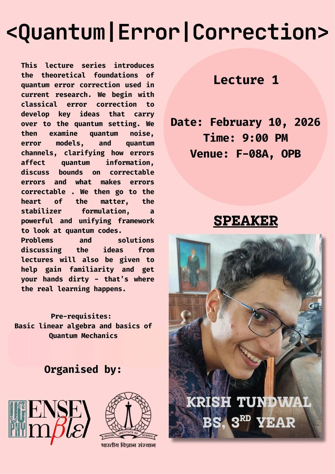 Quantum Error Correction - Lecture 1